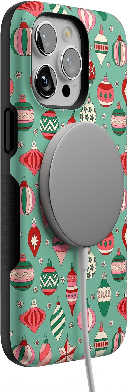 imageCasely iPhone 15 Pro Max Case All Decked Out Festive Ornaments Bold Protective Design MagSafe Compatible Design