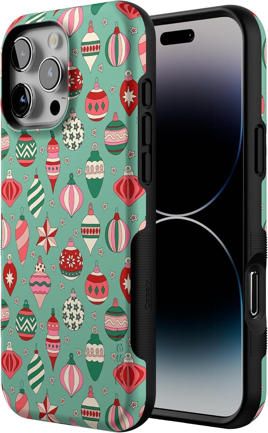 imageCasely iPhone 16 Pro Case All Decked Out Festive Ornaments Bold Protective Design MagSafe Compatible Design