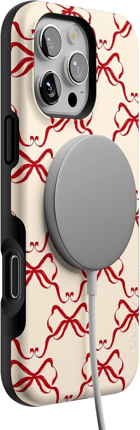 imageCasely iPhone 16 Pro Case All Wrapped Up Vintage Bows Bold Protective Design MagSafe Compatible Design