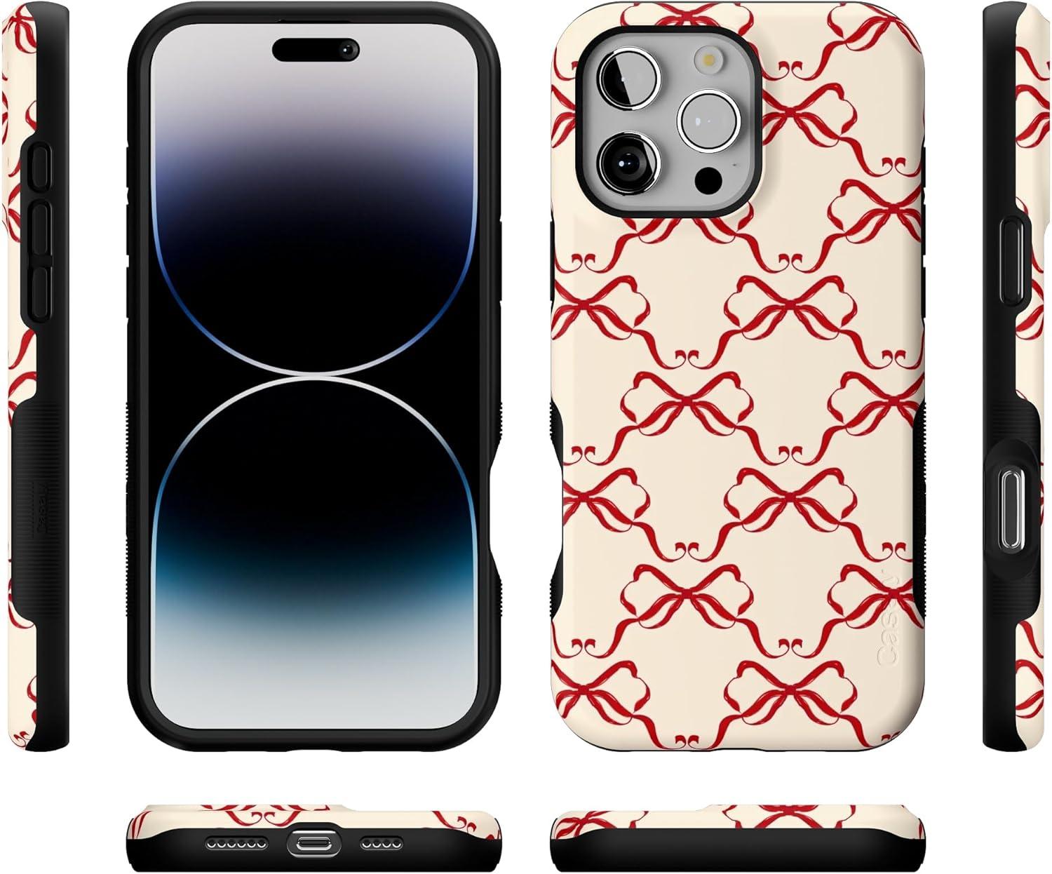 imageCasely iPhone 16 Pro Case All Wrapped Up Vintage Bows Bold Protective Design MagSafe Compatible Design