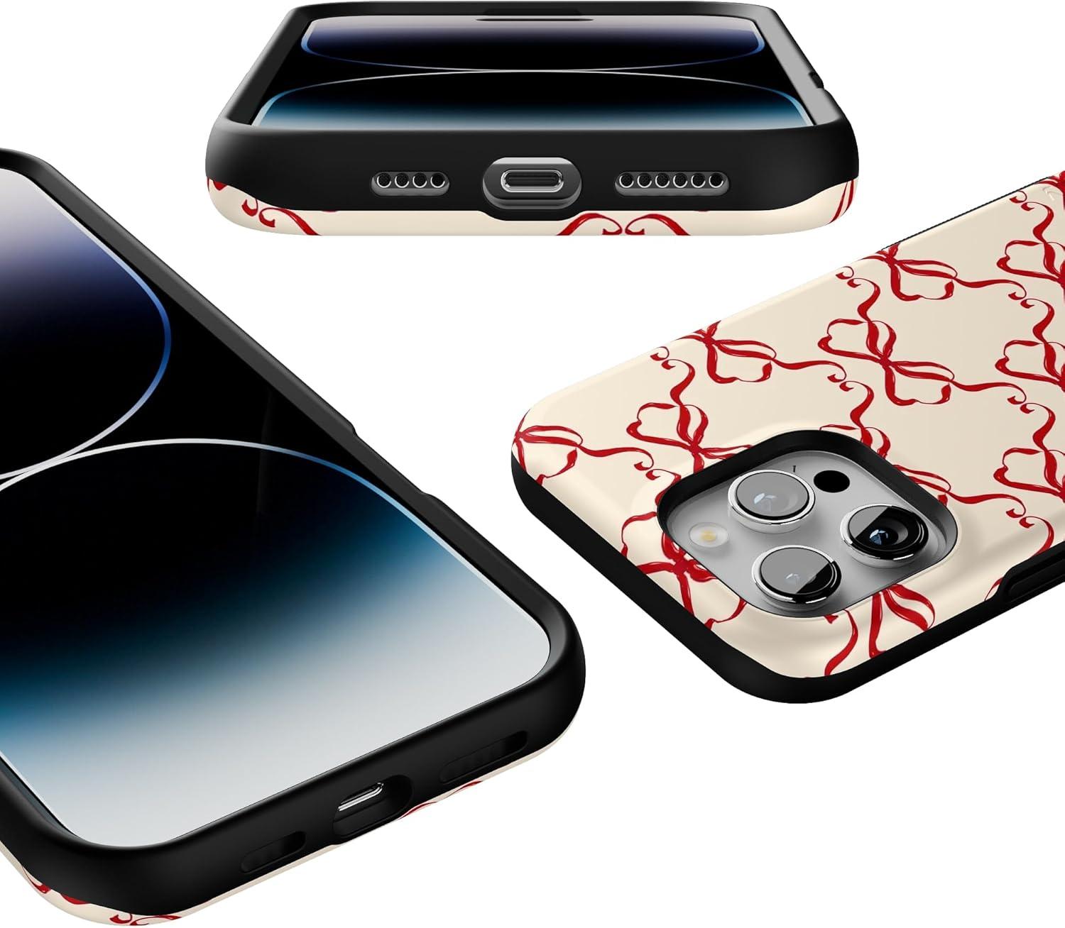 imageCasely iPhone 16 Pro Case All Wrapped Up Vintage Bows Bold Protective Design MagSafe Compatible Design