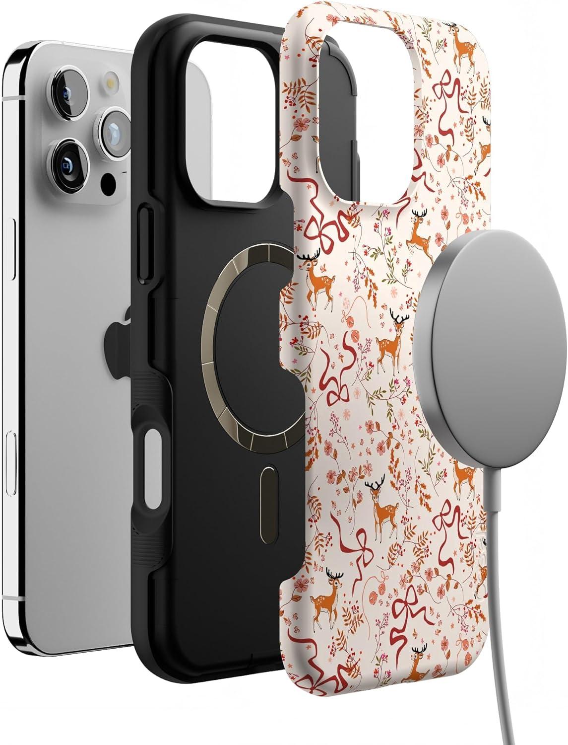 imageCasely iPhone 16 Pro Case Dashing Through The Snow Enchanted Forest Bold Protective Design MagSafe Compatible Design