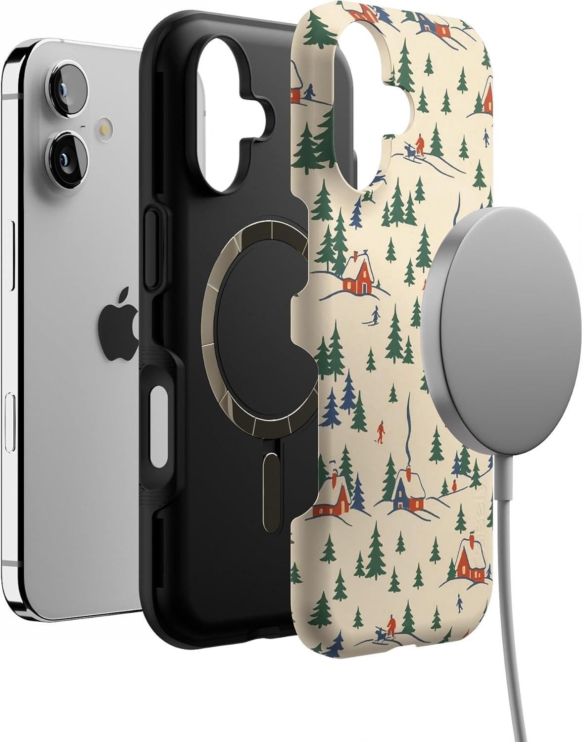 imageCasely iPhone 17 Case Chalet All Day Winter Village Bold Protective Design MagSafe Compatible Design
