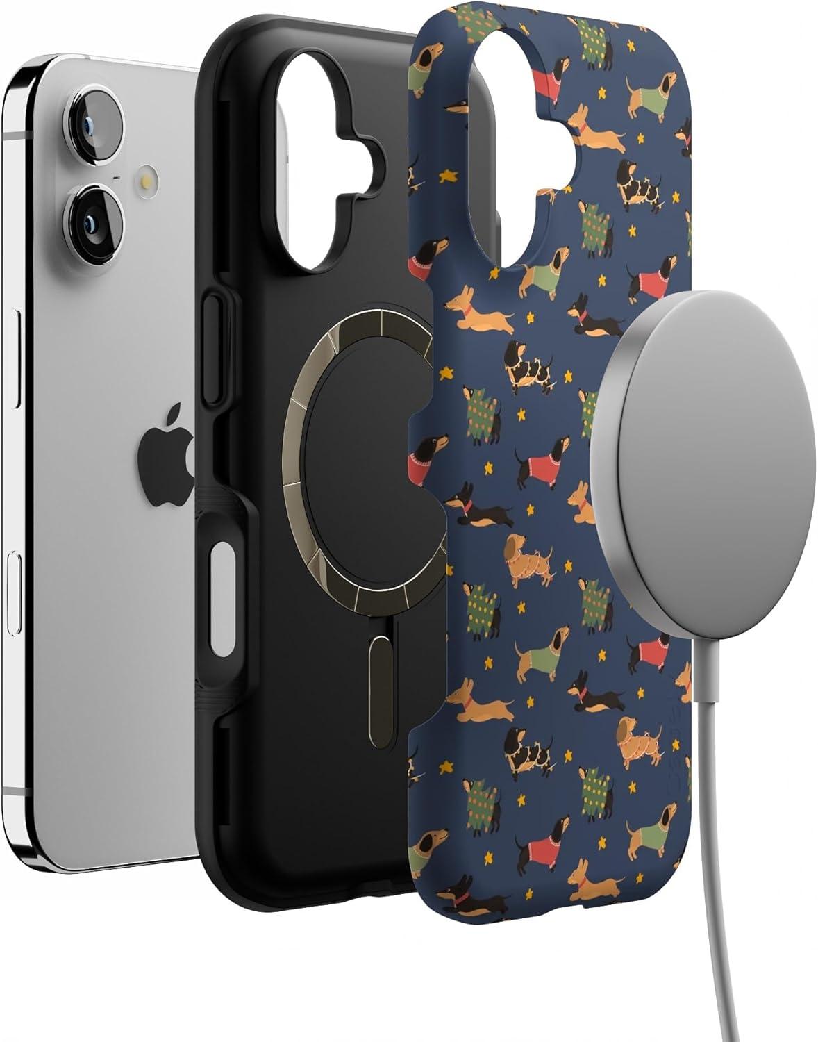 imageCasely iPhone 17 Case Dashing Doxies Dachshund Dog Bold Protective Design MagSafe Compatible Design