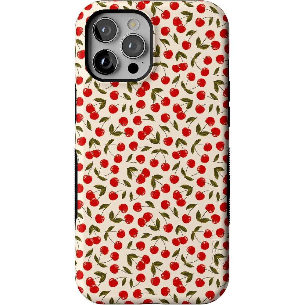 imageCasely iPhone 12 Pro Max Case  Cherry on Top  Red Cherries  Bold Protective Design  MagSafe Compatible Design