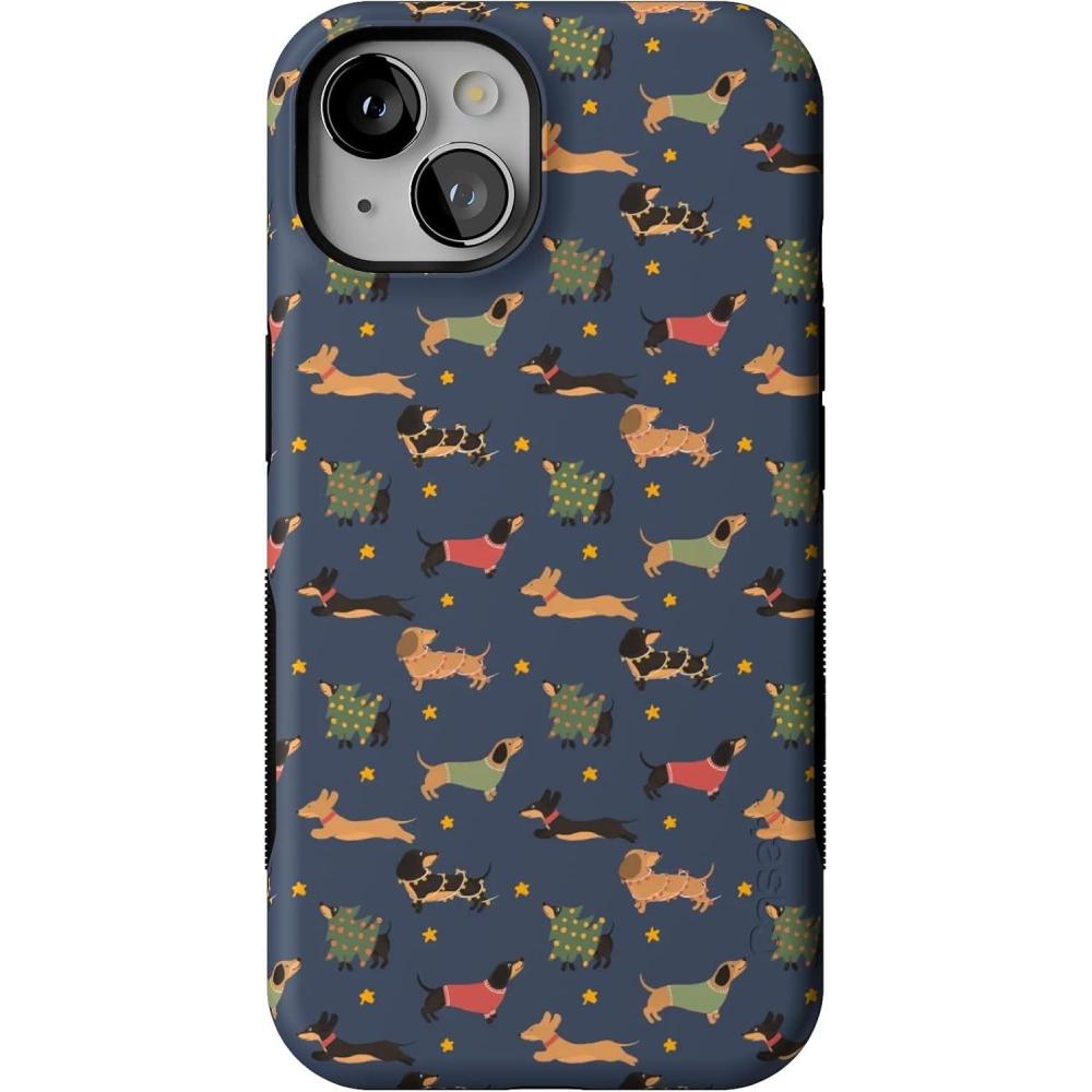 imageCasely iPhone 13 Case  Dashing Doxies  Dachshund Dog  Bold Protective Design  MagSafe Compatible Design