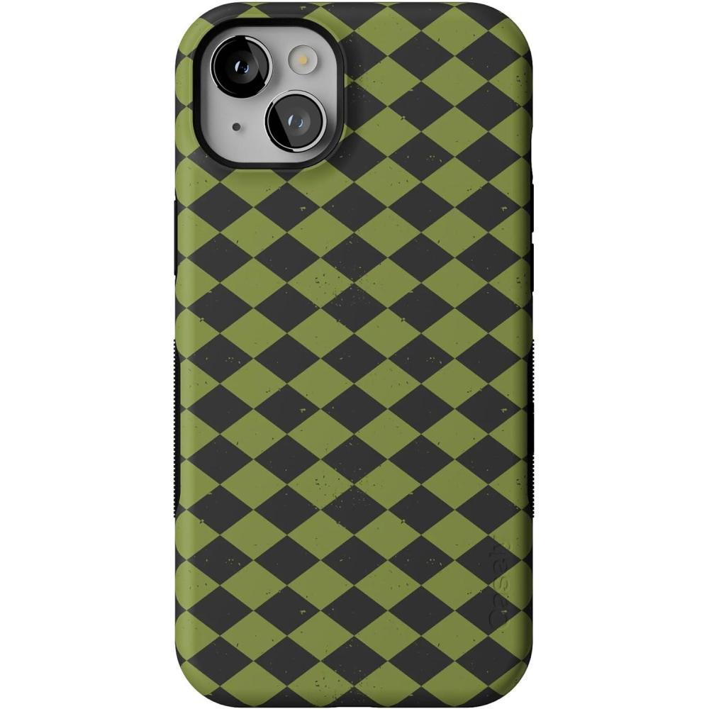 imageCasely iPhone 13 Case  Harlequin Wicked Diamond  Black and Green  Bold Protective Design  MagSafe Compatible Design
