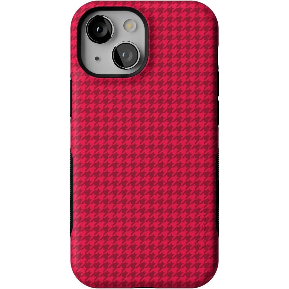imageCasely iPhone 13 Mini Case  Best Dressed  Red Houndstooth  Compatible with MagSafe  Bold Protective Case Design