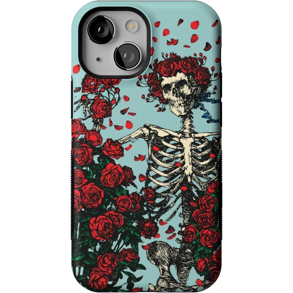 imageCasely iPhone 13 Mini Case  Not a Phase  Clear Flash Tattoo  Compatible with MagSafe  Classic Ultra Slim DesignForever Grateful  Grateful Dead Skeleton Floral