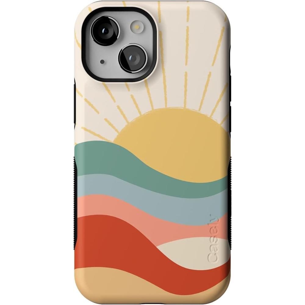 imageCasely iPhone 13 Mini Case  Not a Phase  Clear Flash Tattoo  Compatible with MagSafe  Classic Ultra Slim DesignHere Comes the Sun  Colorblock Sunset