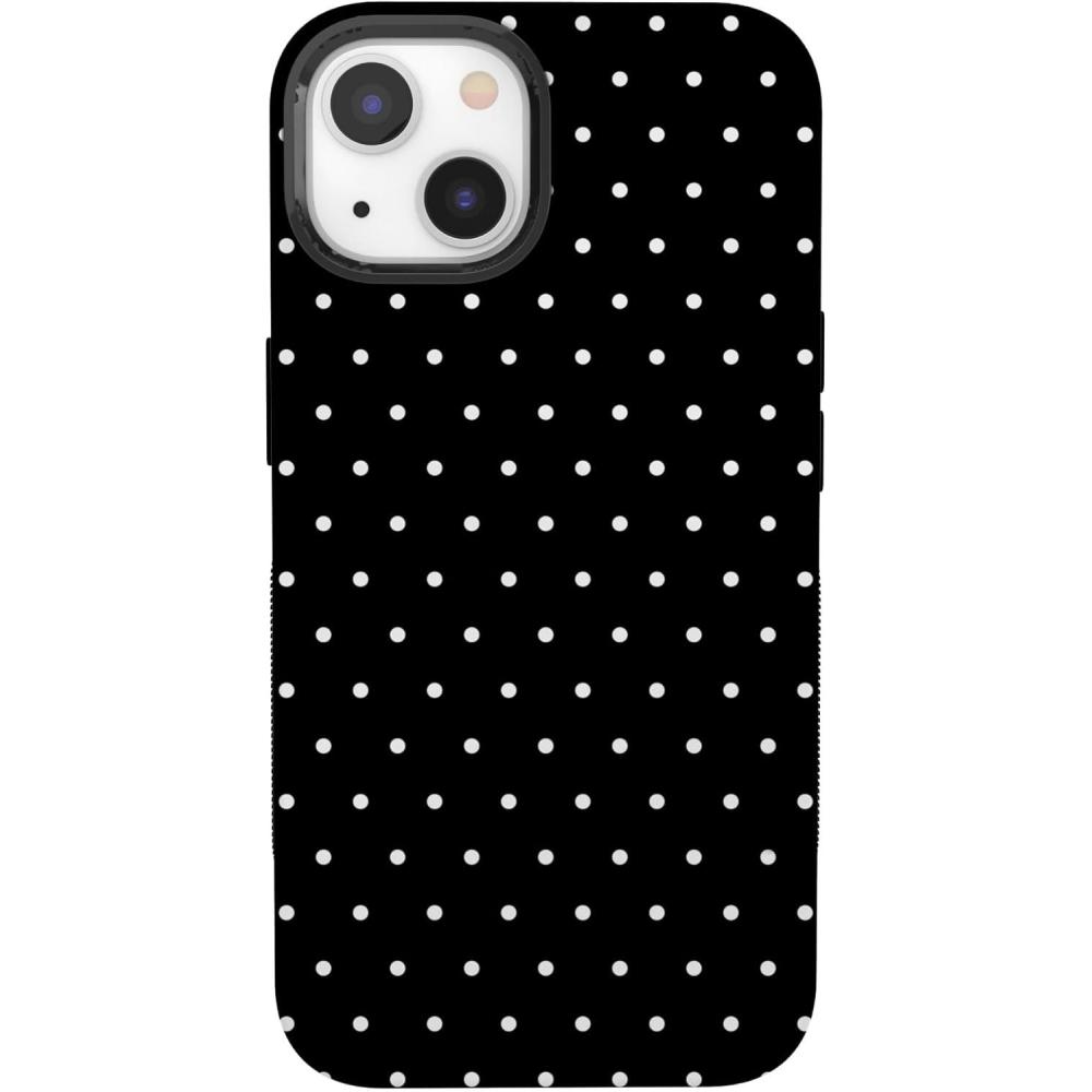 imageCasely iPhone 13 Mini Case  Not a Phase  Clear Flash Tattoo  Compatible with MagSafe  Classic Ultra Slim DesignOn the Dot  Black Polka Dot
