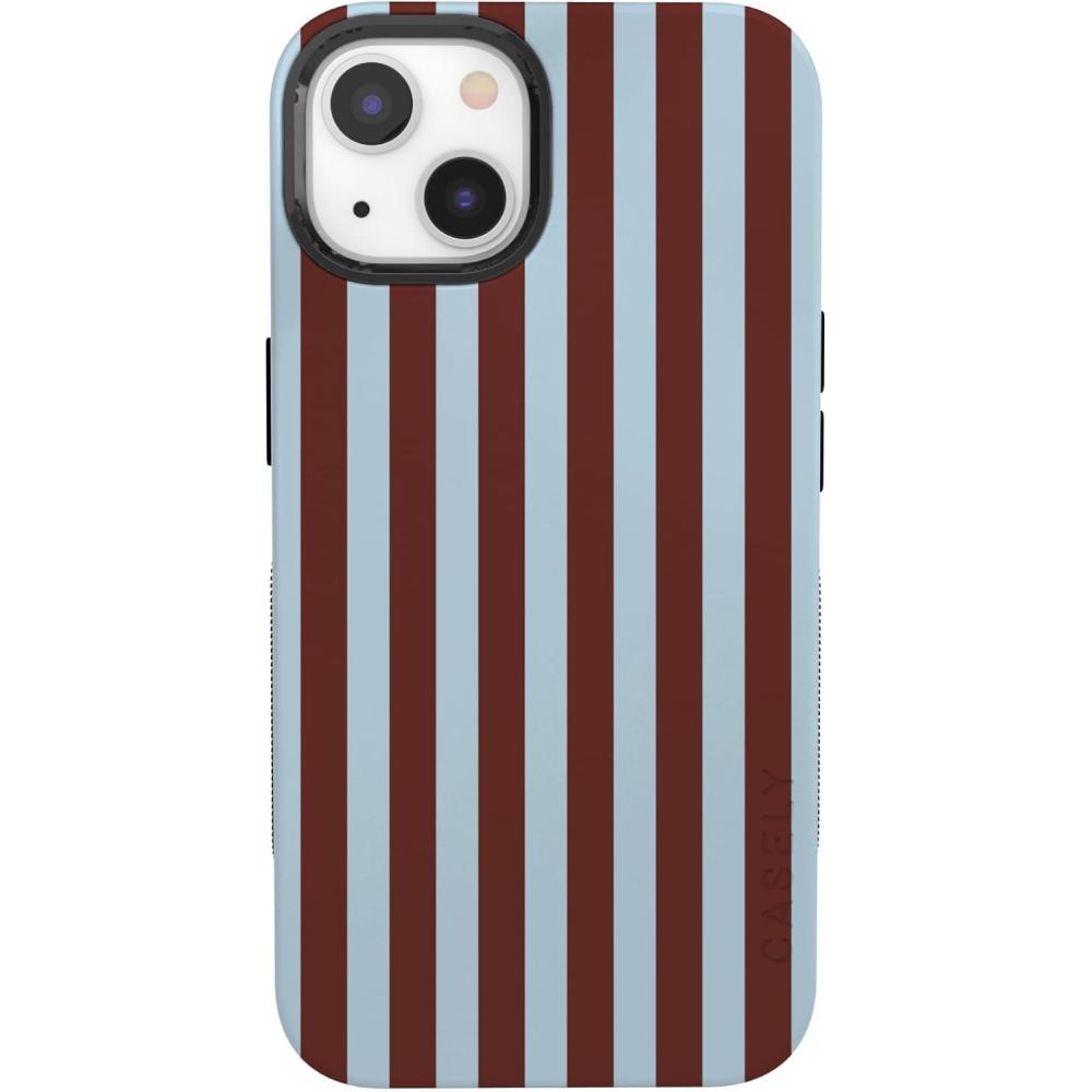 imageCasely iPhone 13 Mini Case  Not a Phase  Clear Flash Tattoo  Compatible with MagSafe  Classic Ultra Slim DesignSunday in Brooklyn  Chocolate Stripes