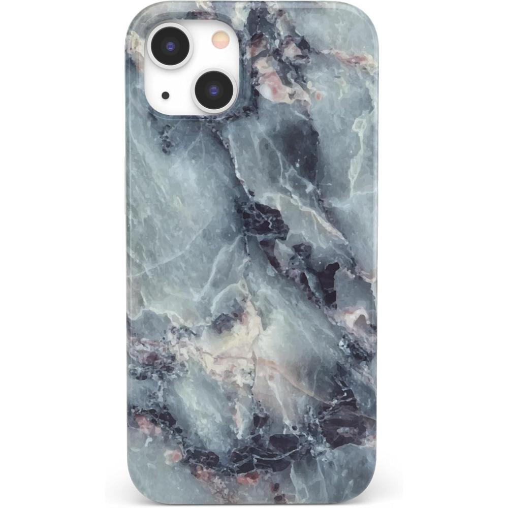 imageCasely iPhone 14 Case  All Smiles  Smiley Face Sticker  Compatible with MagSafe  Classic Ultra Slim DesignDeep Sea  Blue Marble