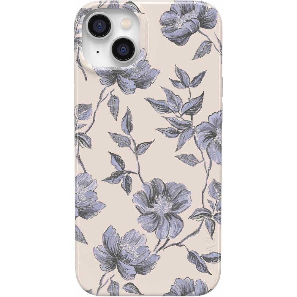 imageCasely iPhone 14 Case  All Smiles  Smiley Face Sticker  Compatible with MagSafe  Classic Ultra Slim DesignInk  Iris  Vintage Floral