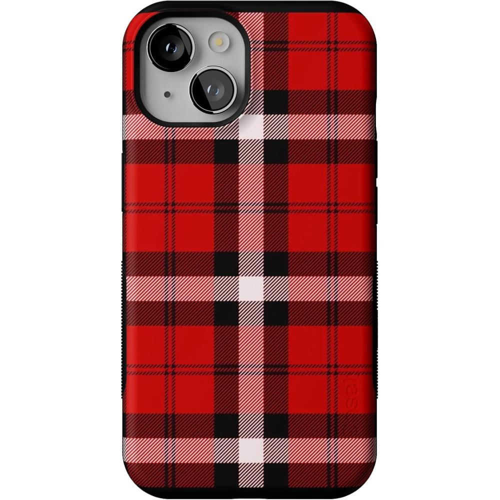 imageCasely iPhone 14 Case  As if  Red Plaid  Compatible with MagSafe  Bold Protective Design