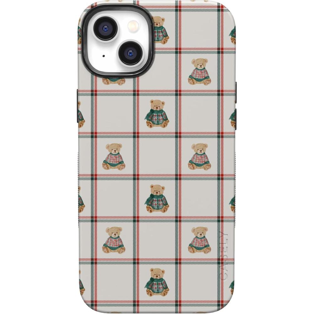 imageCasely iPhone 14 Case  Bear Hugs  Teddy Squares  Bold Protective Design  MagSafe Compatible Design
