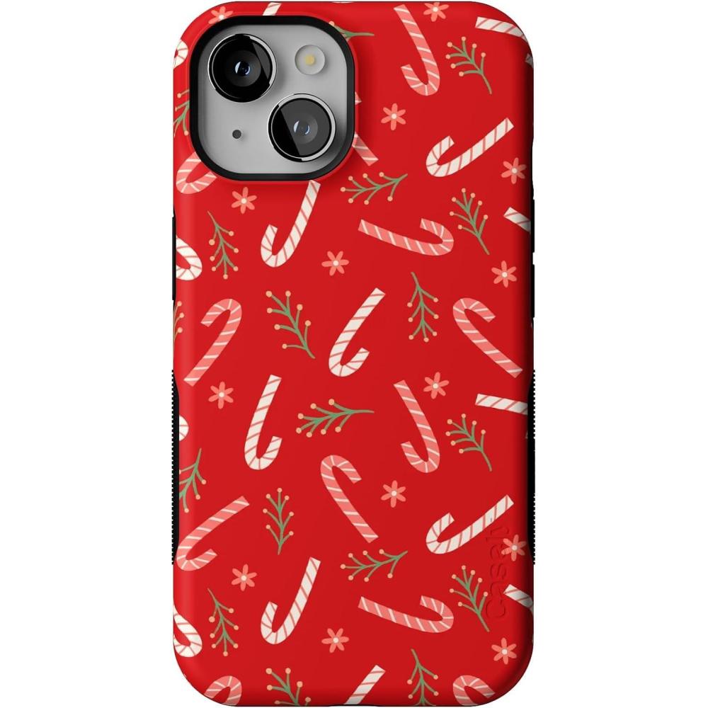 imageCasely iPhone 14 Case  Peppermint Kiss  Candy Cane  Bold Protective Design  MagSafe Compatible Design