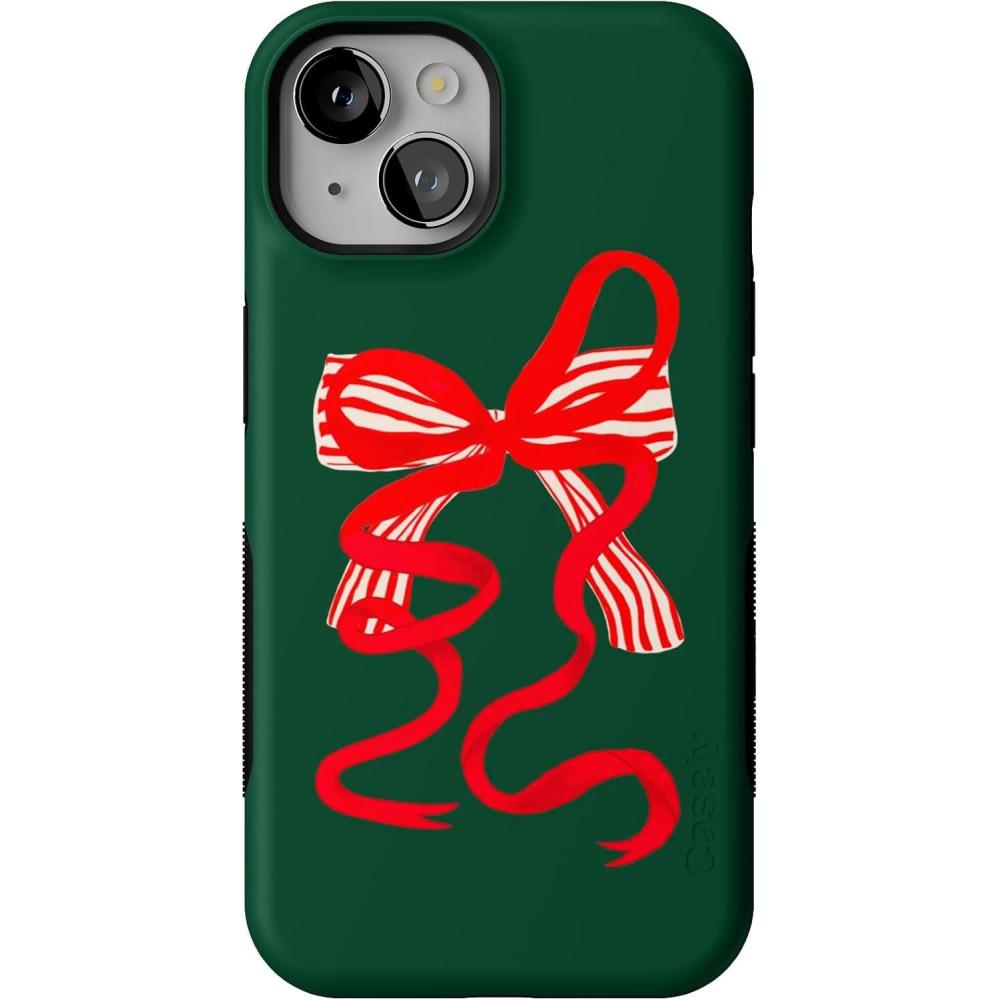 imageCasely iPhone 14 Case  Santas Favorite  Holiday Bow  Bold Protective Design  MagSafe Compatible Design