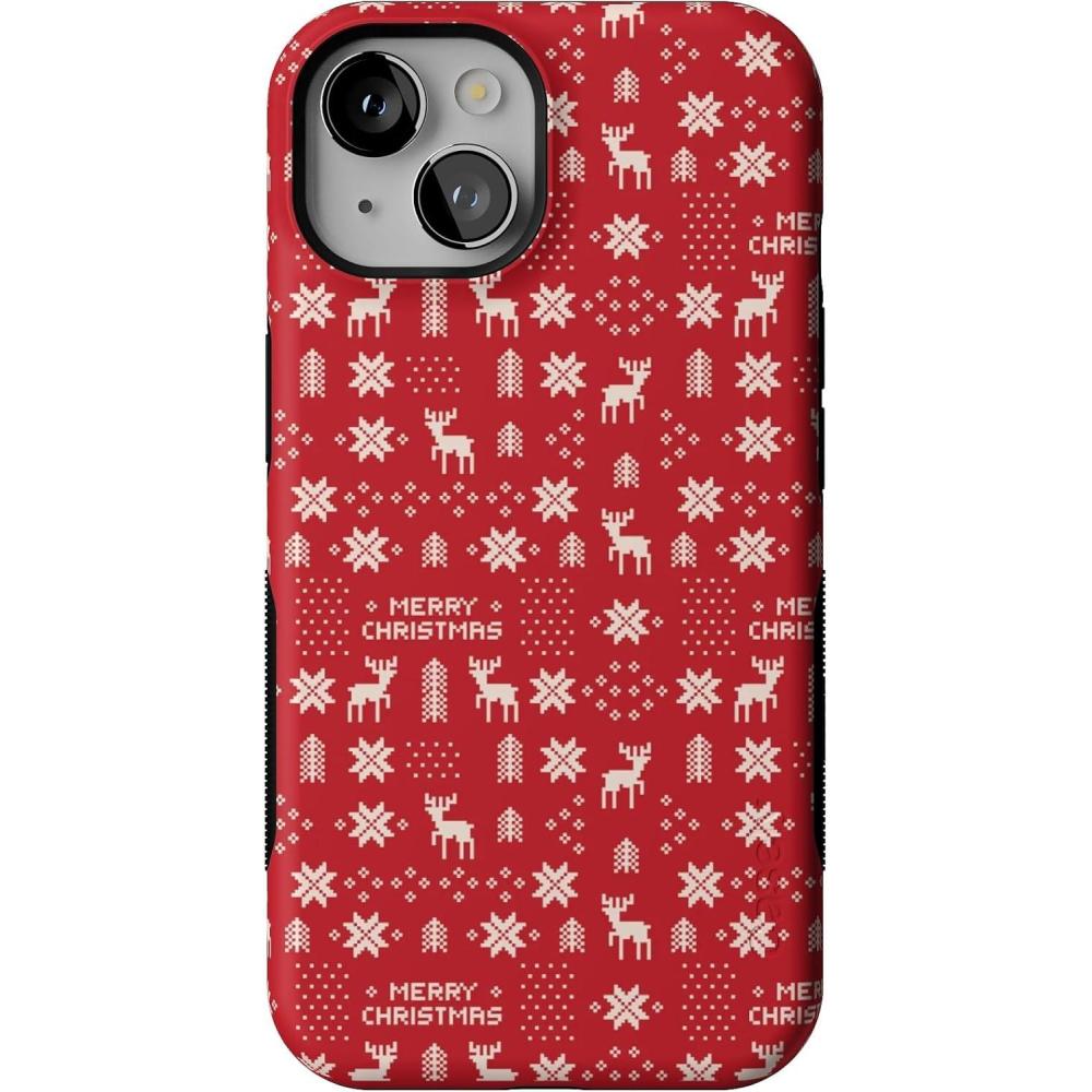 imageCasely iPhone 14 Case  Stocking Stuffer  Christmas Knit  Bold Protective Design  MagSafe Compatible Design