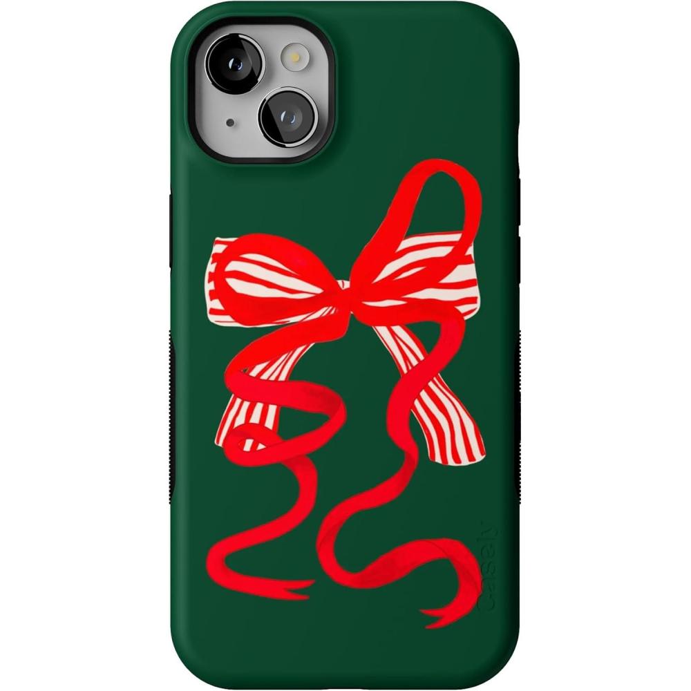 imageCasely iPhone 14 Plus Case  Santas Favorite  Holiday Bow  Bold Protective Design  MagSafe Compatible Design