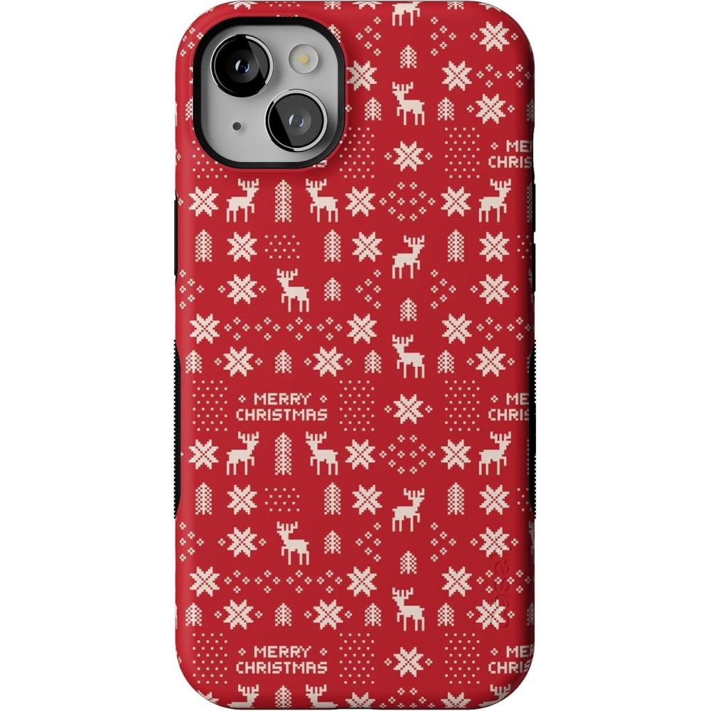 imageCasely iPhone 14 Plus Case Stocking Stuffer Christmas Knit Bold Protective Design MagSafe Compatible Design