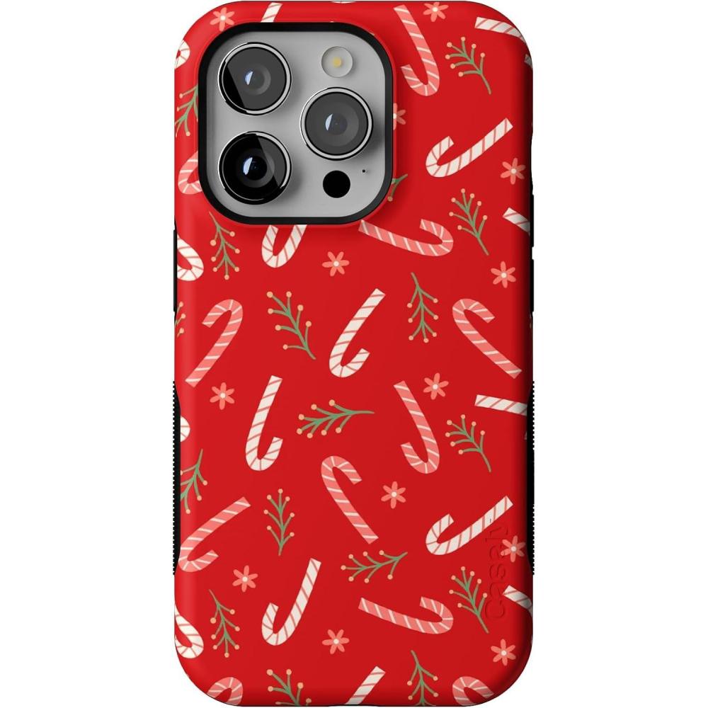 imageCasely iPhone 14 Pro Case  Peppermint Kiss  Candy Cane  Bold Protective Design  MagSafe Compatible Design