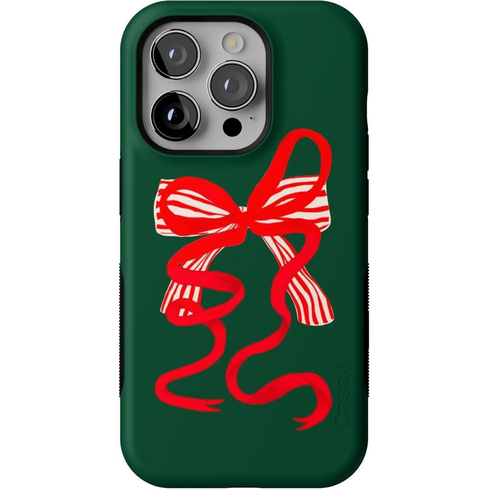 imageCasely iPhone 14 Pro Case  Santas Favorite  Holiday Bow  Bold Protective Design  MagSafe Compatible Design