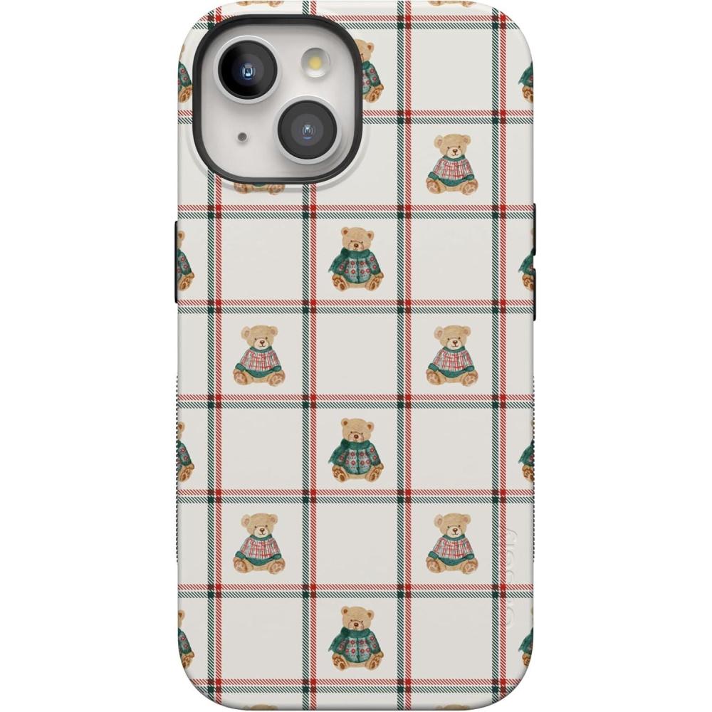 imageCasely iPhone 15 Case  Bear Hugs  Teddy Squares  Bold Protective Design  MagSafe Compatible Design