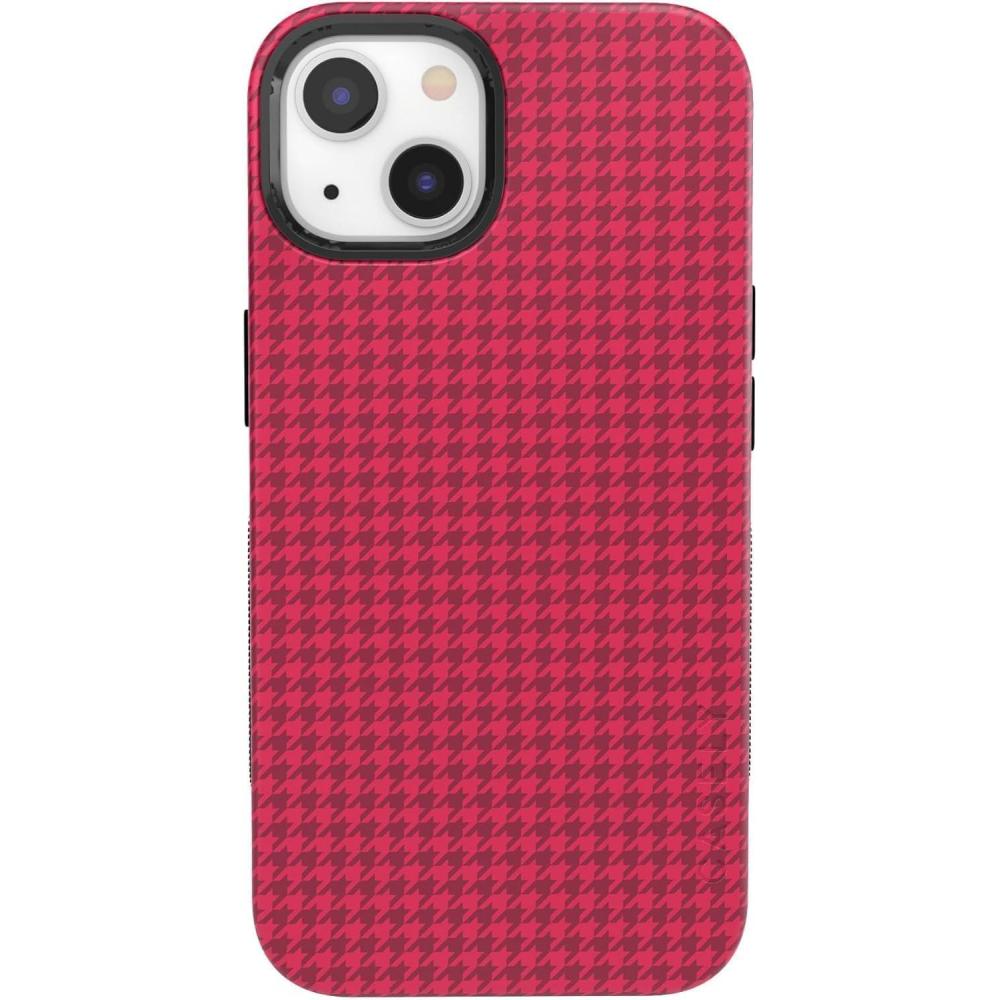 imageCasely iPhone 15 Case  Best Dressed  Red Houndstooth  Bold Protective Design  MagSafe Compatible Design