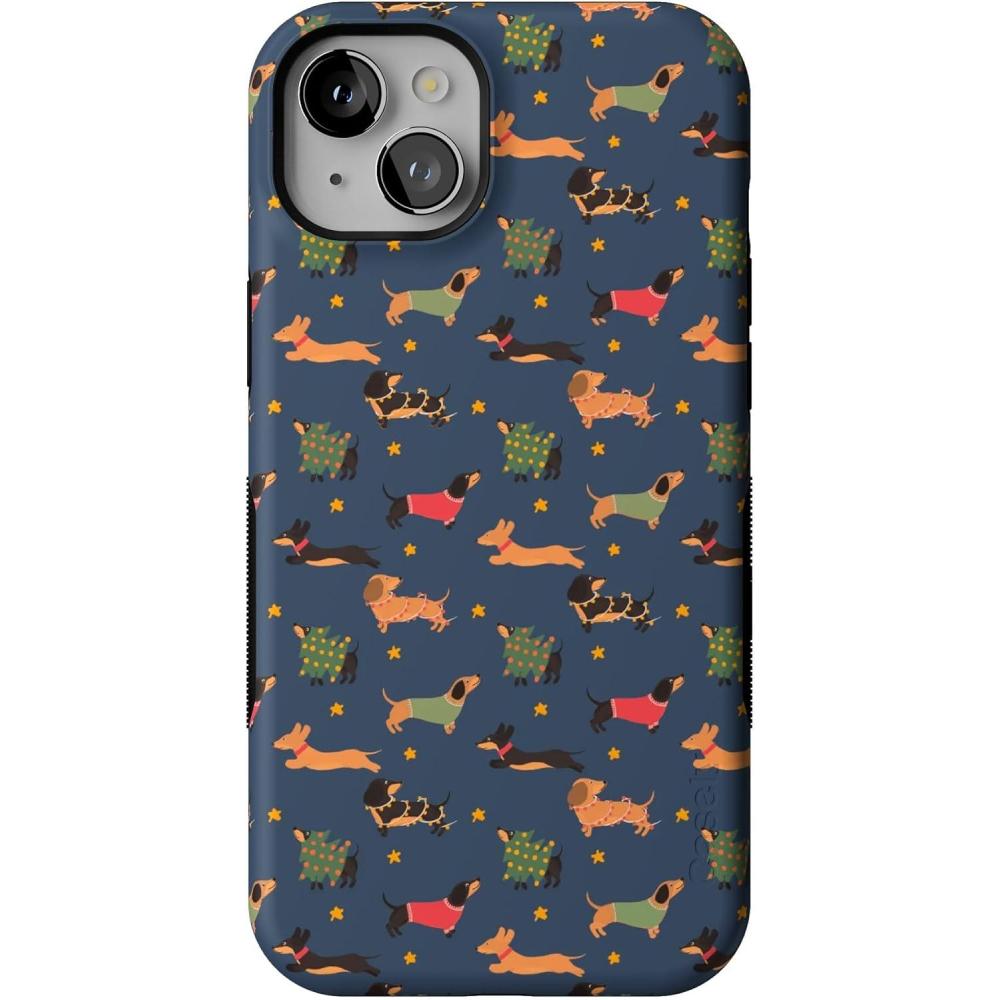 imageCasely iPhone 15 Plus Case  Dashing Doxies  Dachshund Dog  Bold Protective Design  MagSafe Compatible Design