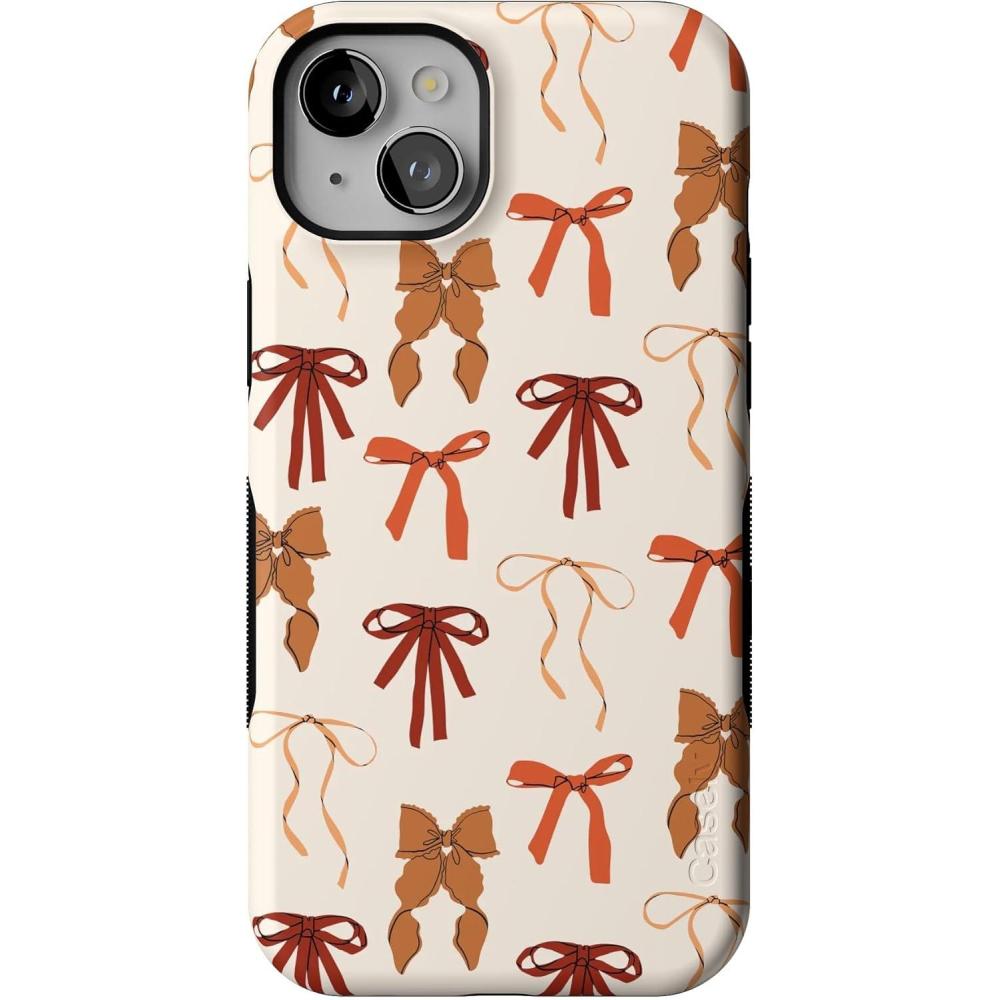 imageCasely iPhone 15 Plus Case  Fall Girlie  Pumpkin Spice Bows  Bold Protective Design  MagSafe Compatible Design