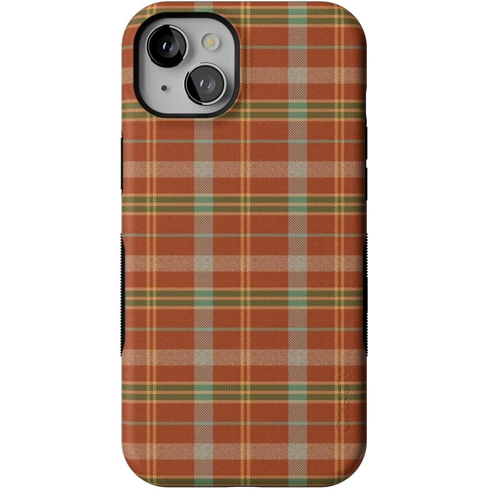 imageCasely iPhone 15 Plus Case  Spiced Chai  Fall Plaid  Bold Protective Design  MagSafe Compatible Design