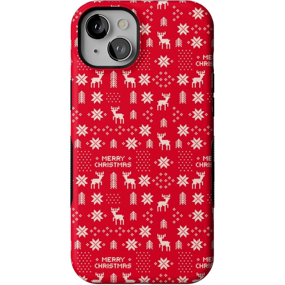 imageCasely iPhone 15 Plus Case  Stocking Stuffer  Christmas Knit  Bold Protective Design  MagSafe Compatible Design