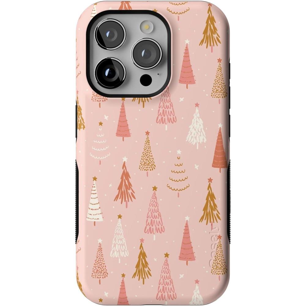 imageCasely iPhone 15 Pro Case Bubblegum Forest Christmas Tree Bold Protective Design MagSafe Compatible Design