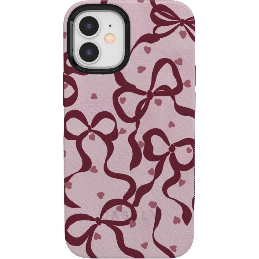 imageCasely iPhone 15 Pro Case Heart Noir Tiny Hearts Bold Protective Design MagSafe Compatible DesignCoquette Crush Bows