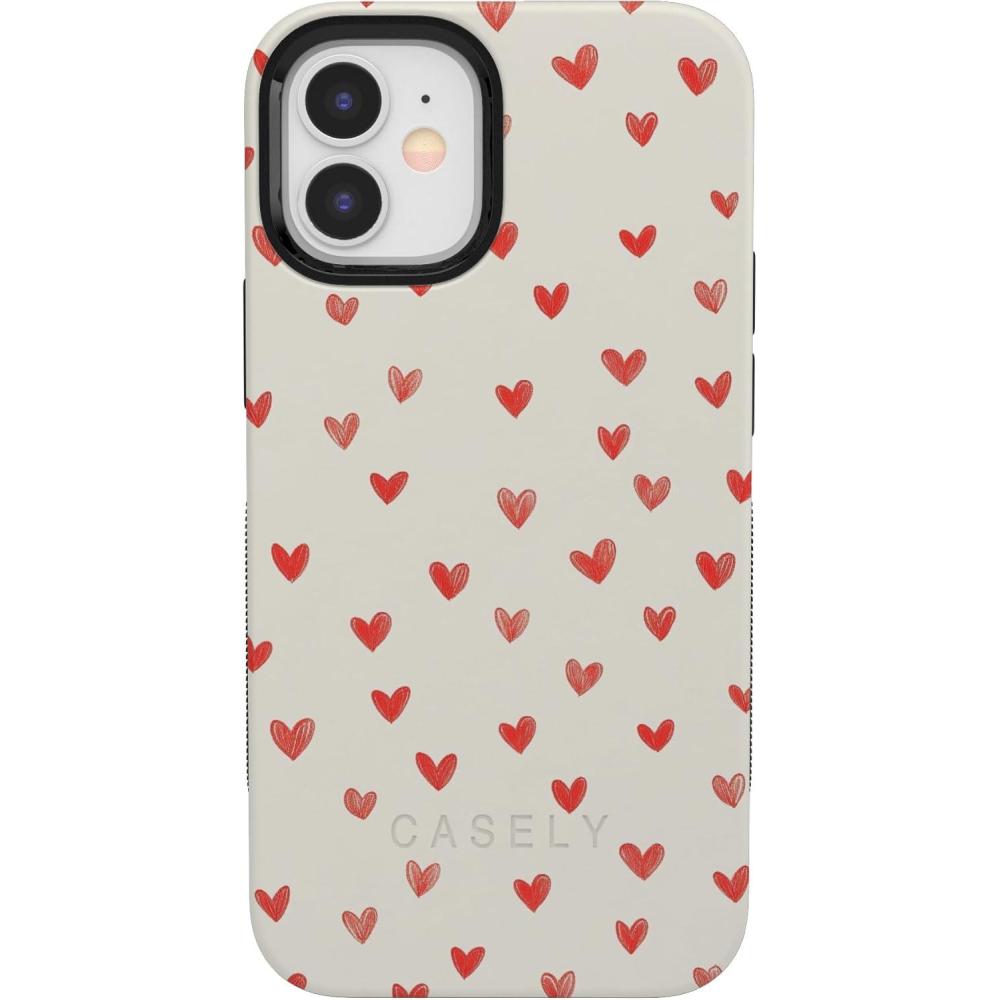 imageCasely iPhone 15 Pro Case Heart Noir Tiny Hearts Bold Protective Design MagSafe Compatible DesignLove Letters Doodle Hearts
