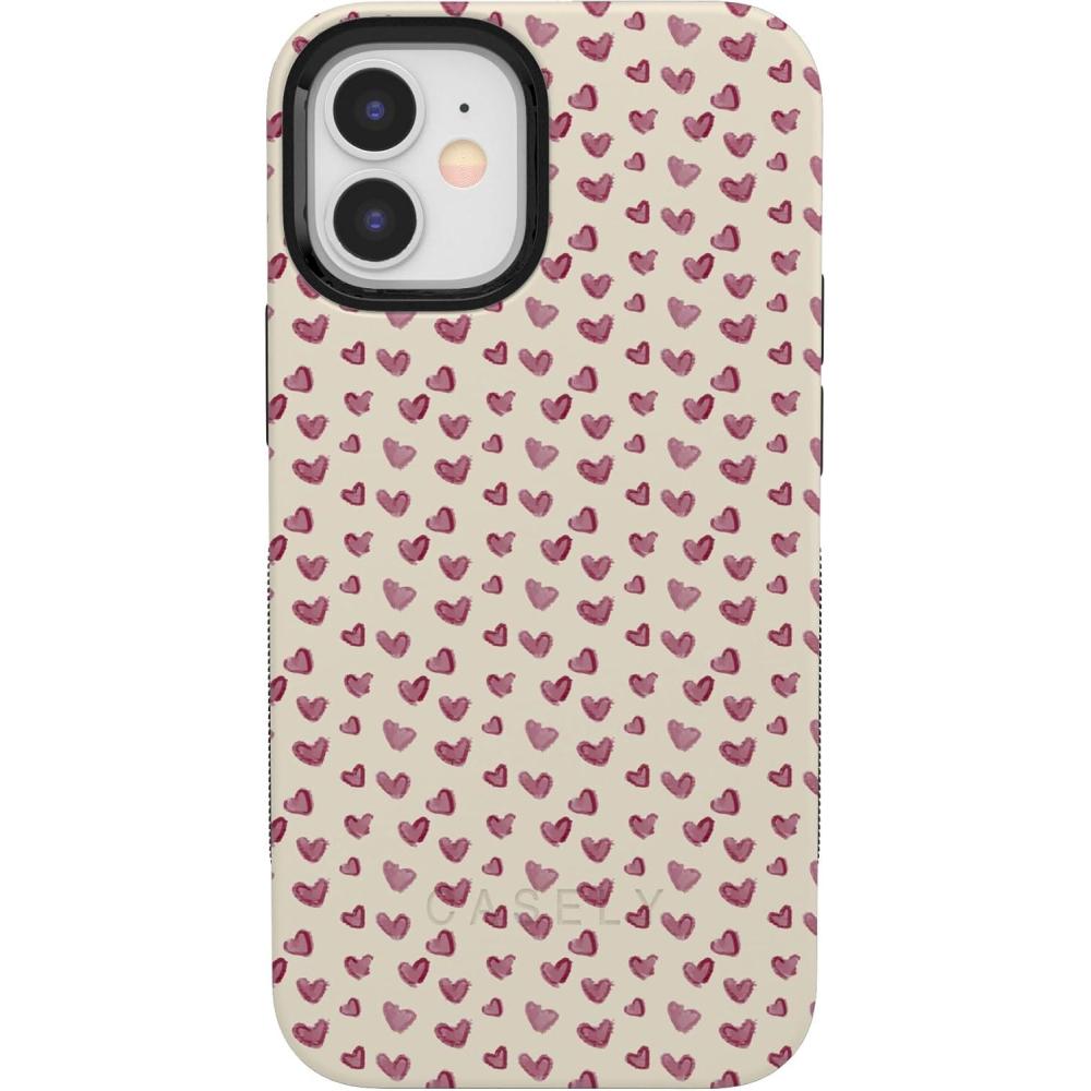 imageCasely iPhone 15 Pro Case Heart Noir Tiny Hearts Bold Protective Design MagSafe Compatible DesignLovebug Mauve Hearts
