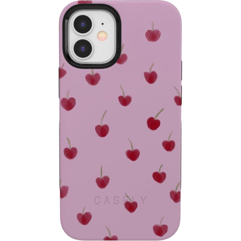 imageCasely iPhone 15 Pro Case Heart Noir Tiny Hearts Bold Protective Design MagSafe Compatible DesignVery Cherry Painted Cherries