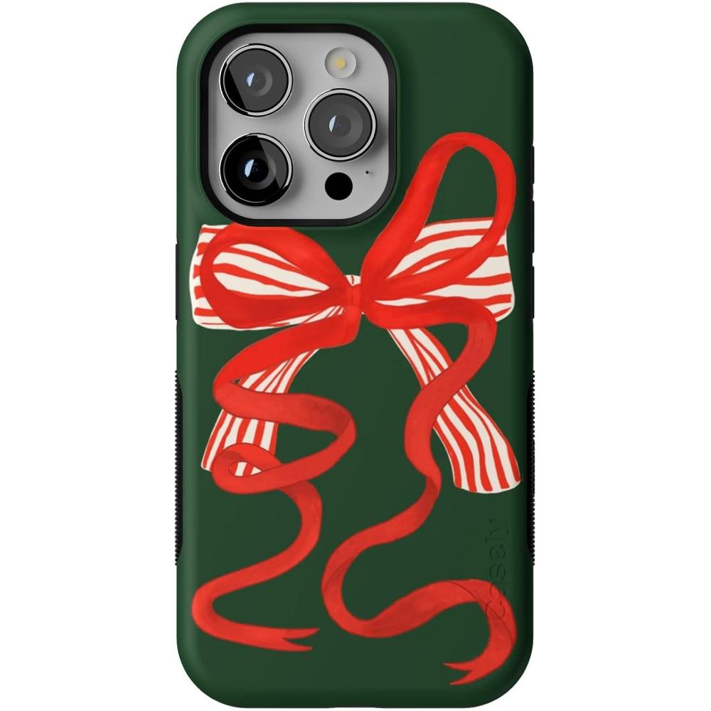 imageCasely iPhone 15 Pro Case  Santas Favorite  Holiday Bow  Bold Protective Design  MagSafe Compatible Design
