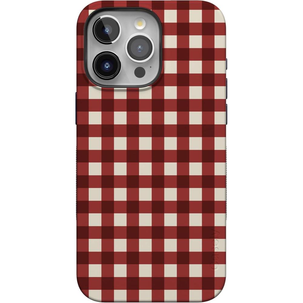 imageCasely iPhone 15 Pro Max Case  Checked Twice  Red Plaid  Bold Protective Design  MagSafe Compatible Design