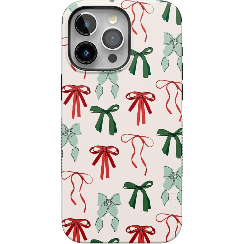 imageCasely iPhone 15 Pro Max Case  Festive Girlie  Holiday Bows  Bold Protective Design  MagSafe Compatible Design