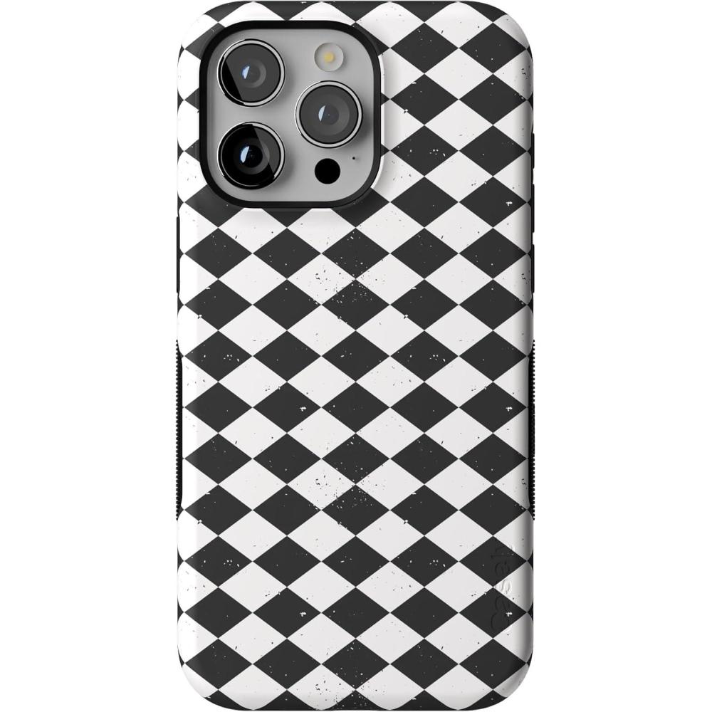 imageCasely iPhone 15 Pro Max Case  Harlequin Salem Diamond  Black and White  Bold Protective Design  MagSafe Compatible Design