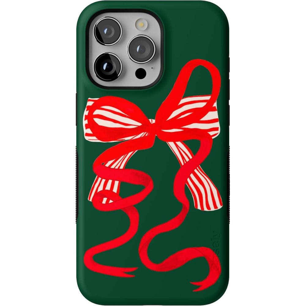 imageCasely iPhone 15 Pro Max Case Santas Favorite Holiday Bow Bold Protective Design MagSafe Compatible Design