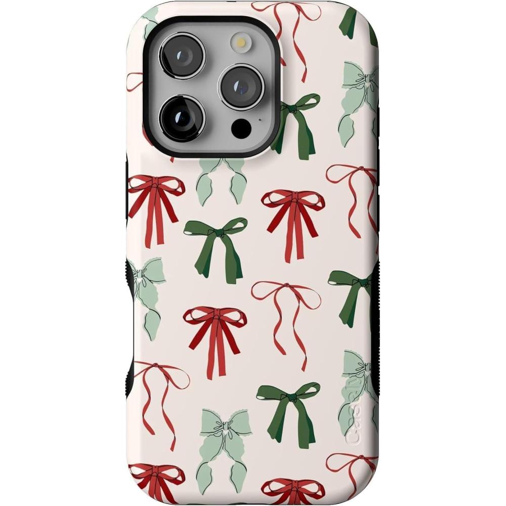 imageCasely iPhone 16 Pro Case  Festive Girlie  Holiday Bows  Bold Protective Design  MagSafe Compatible Design