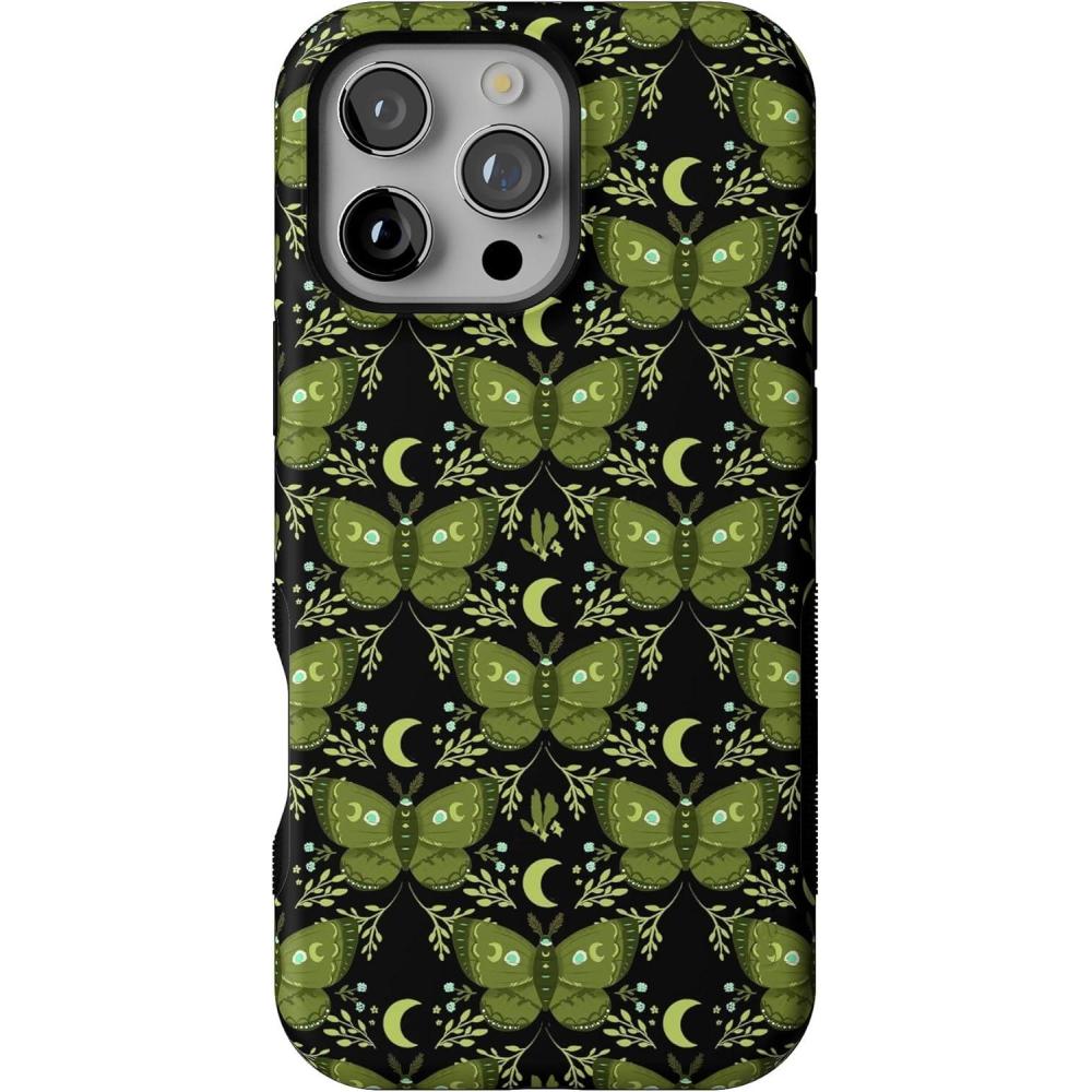 imageCasely iPhone 16 Pro Case  Mystic Moths  Green Twilight  Bold Protective Design  MagSafe Compatible Design