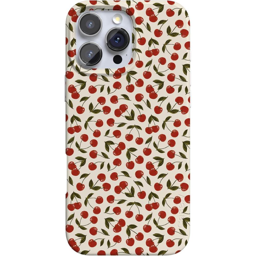 imageCasely iPhone 16 Pro Max Case  Garden Party  Mushroom Floral  Compatible with MagSafe  Classic Ultra Slim DesignCherry on Top  Red Cherries