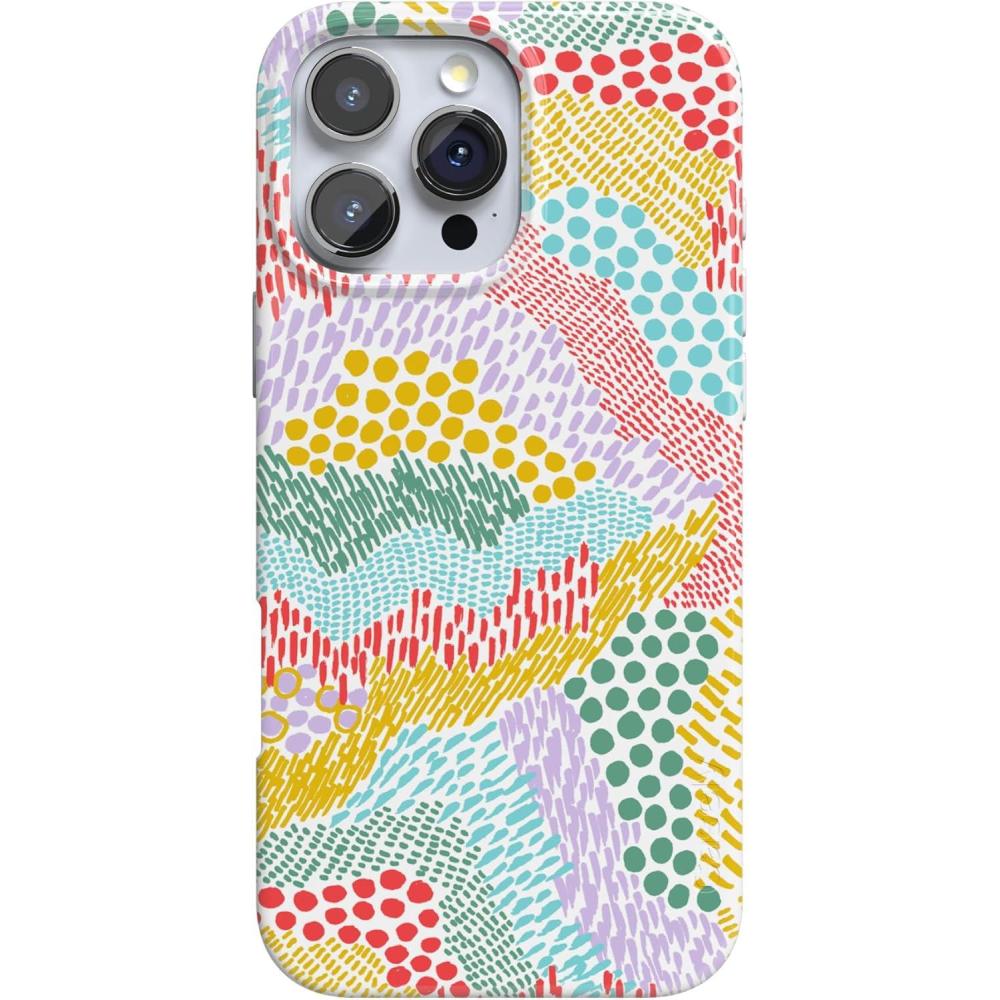 imageCasely iPhone 16 Pro Max Case  Garden Party  Mushroom Floral  Compatible with MagSafe  Classic Ultra Slim DesignColor Me Happy  Doodle Colorblock