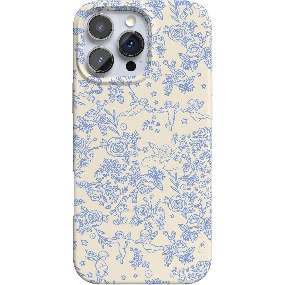 imageCasely iPhone 16 Pro Max Case  Garden Party  Mushroom Floral  Compatible with MagSafe  Classic Ultra Slim DesignCupids Canvas  Periwinkle Floral