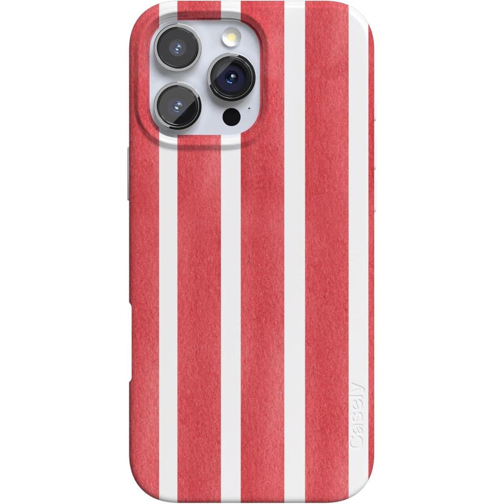 imageCasely iPhone 16 Pro Max Case  Garden Party  Mushroom Floral  Compatible with MagSafe  Classic Ultra Slim DesignEast Coast Summer  Red Stripes