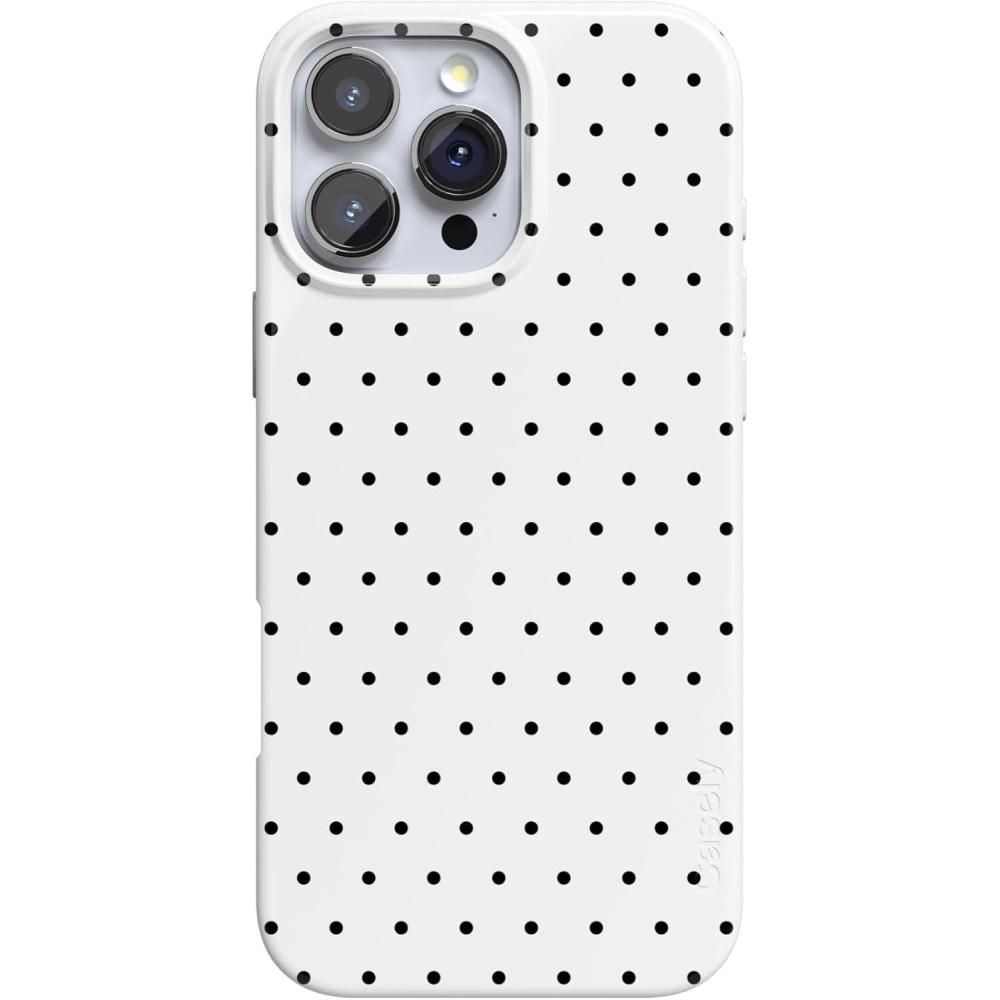 imageCasely iPhone 16 Pro Max Case  Garden Party  Mushroom Floral  Compatible with MagSafe  Classic Ultra Slim DesignOn the Dot  White Polka Dot